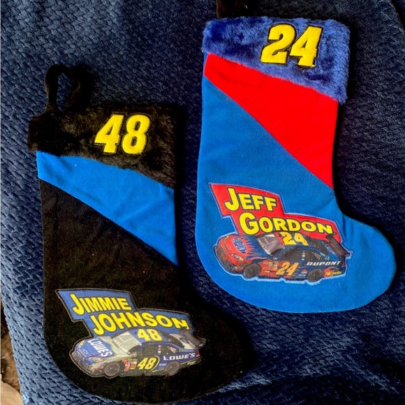 Vintage NASCAR Christmas Stockings Jeff Gordon and Jimmie Johnson - Picture 1 of 8